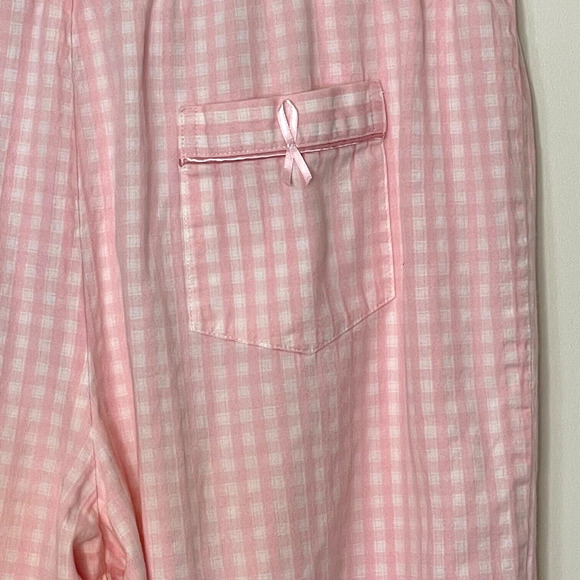 NAUTICA Sleepwear women's Medium pajama set pink gingham breast cancer awareness - Picture 10 of 10
